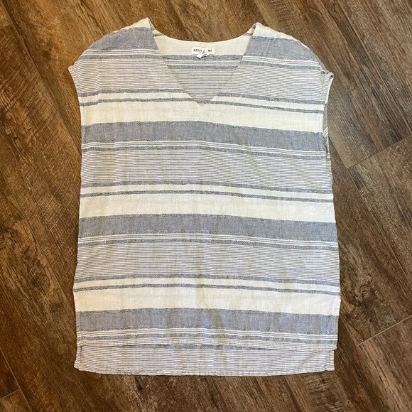 Artisan Ny Tops - Artisan NY Small Blue & White Linen Tank